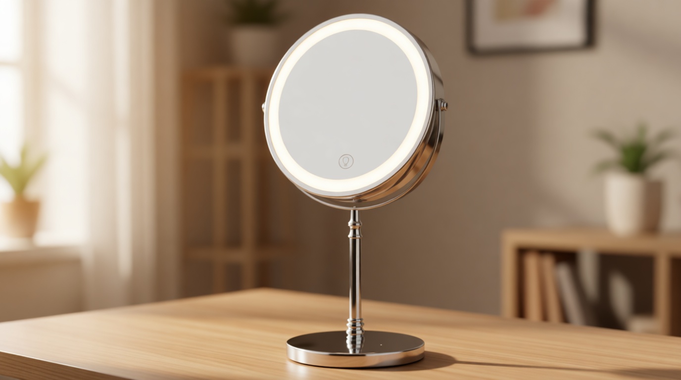 DEIOVWXS Makeup Mirror, 3000mAh Rechargeable Double-Sided Magnifying Vanity Mirror with 3 Colors, 1X/10X, 360° Rotation, Adjustable Brightness, Gifts for Mom, Women,Wife, Girls, Dorm Room Essential