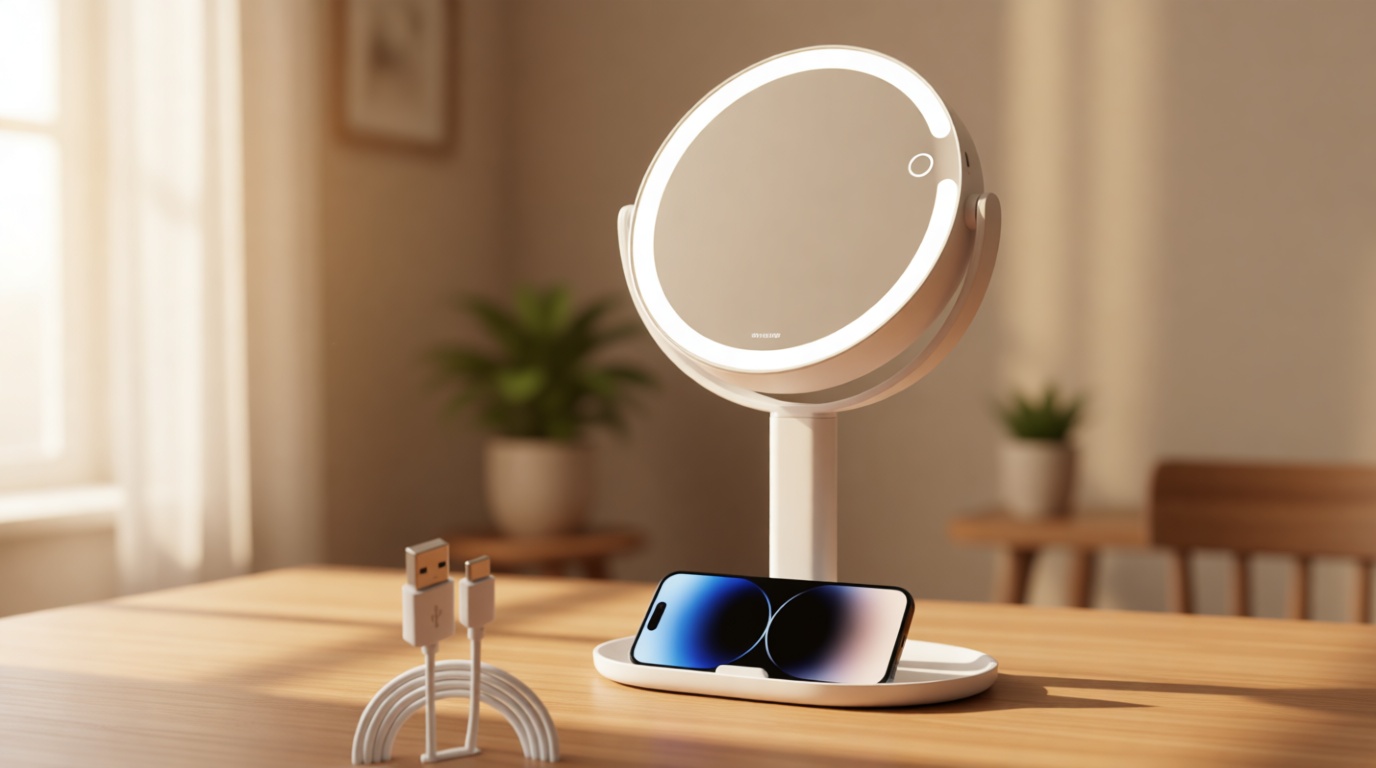 MIYADIVA Makeup Mirror with Lights,20X Magnifying Mirror with Light and Touch Switch,Vanity Mirror with 3 Color Light and 80 LEDs,2-Sided Lighted Magnified Mirror 8.8 Inches