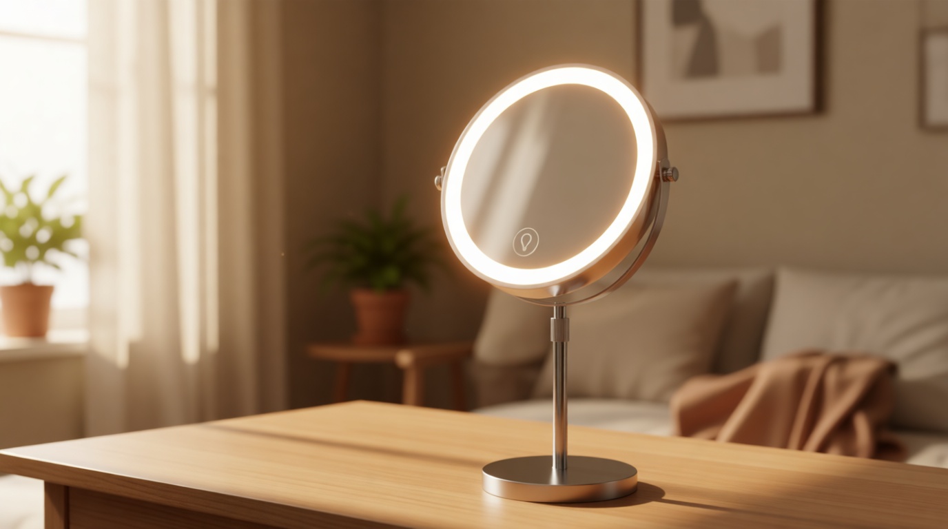 Makeup Mirror with Lights, 1x/20x 360° Rotation Vanity Mirror, Brightness Adjustable Lighted Makeup Mirror with Magnification, 5000 mAh Rechargeable Double Sided Mirror with 3 Colors, Gift for Women