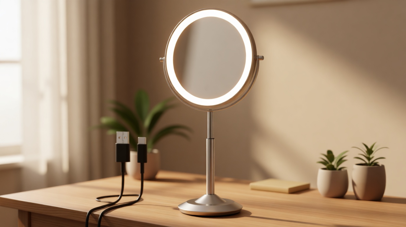 VFD 30X/1X Makeup Mirror with Lights, Height Adjustable Lighted Magnifying Vanity Mirror with 3 Lighting and Adjustable Brightness, 3000mAh Rechargeable Double Sided Switch for Desk Women Gift