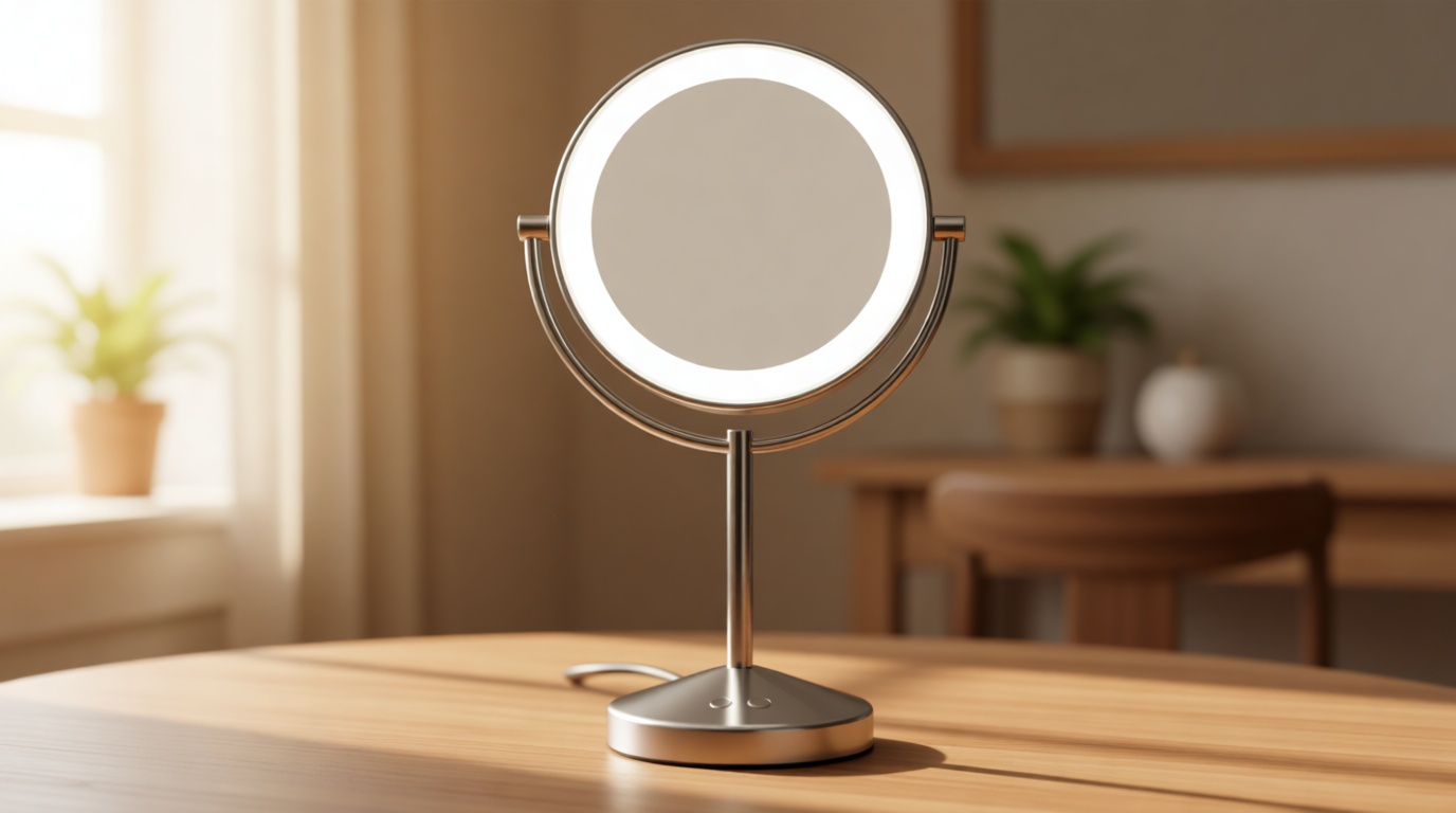 Conair Lighted Makeup Mirror, Double-Sided LED Vanity Mirror with 1X/10X Magnification, 3 Light Settings, 3 Modes, 360° Rotation, Satin Nickel Finish