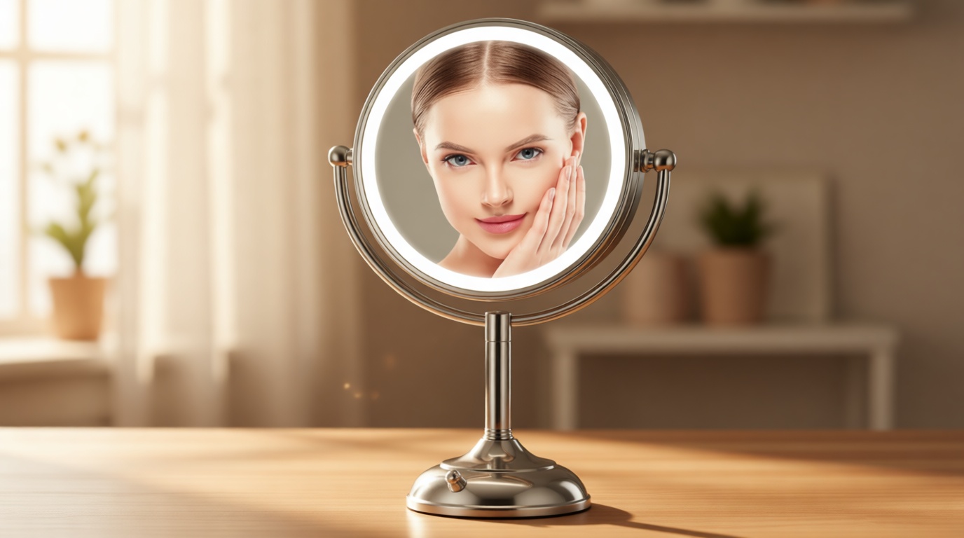 Professional 8.5" Large Lighted Makeup Mirror with Brighter Lights, 1X/10X True HD Magnifying Mirror with 3 Color Dimmable Lights, 90 Shadowless LEDs, 360°Swivel Seamless Vanity Mirror, Pearl Nickel
