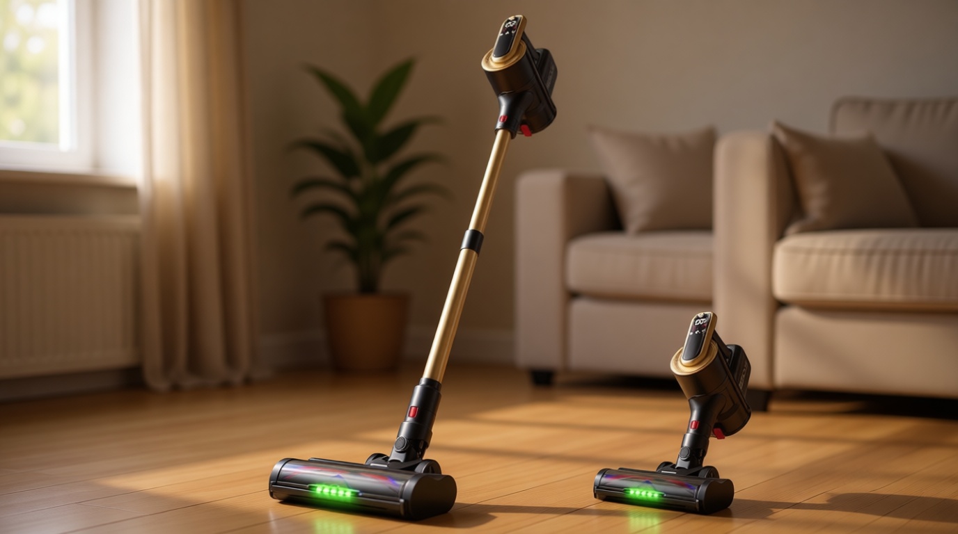 RENDOW Cordless Vacuum Cleaner, 550W 45Kpa 65Mins Vacuum Cleaners for Home, Self-Standing Cordless Stick Vacuum with LED Display,Anti-Tangle Rechargeable Wireless Vacuum for Pet Hair/Carpet/Hard Floor