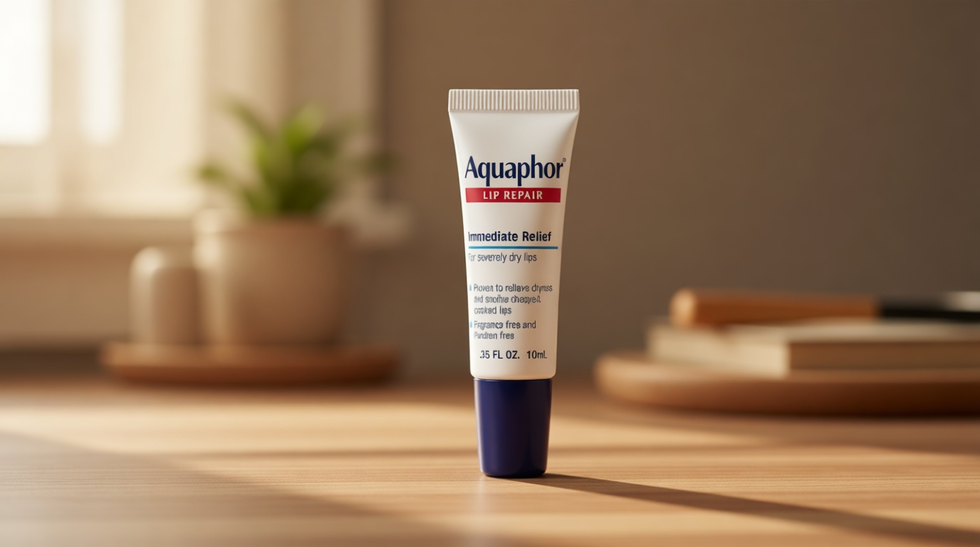 Aquaphor Lip Repair Ointment - Long-lasting Moisture to Soothe Dry Chapped Lips - .35 fl. oz. Tube