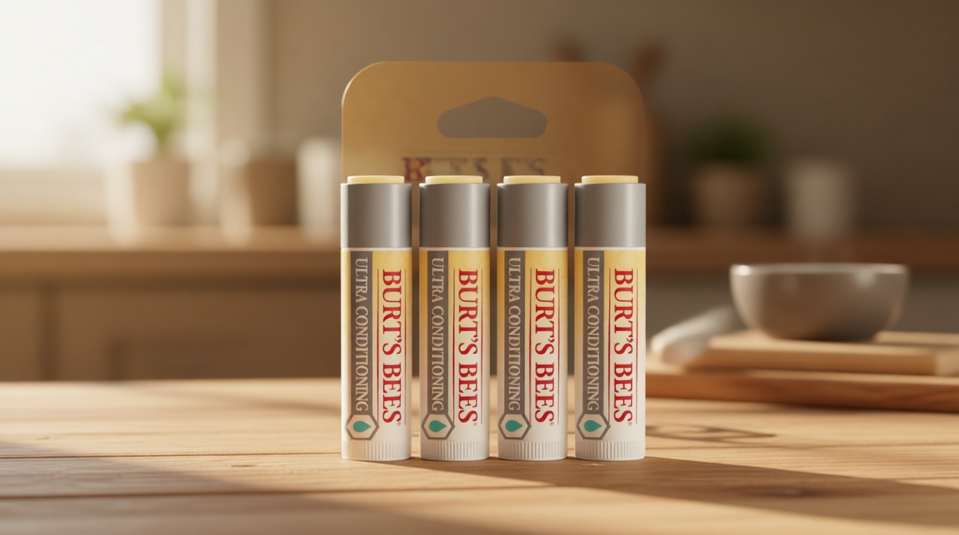 Burt's Bees Lip Balm, Moisturizing Lip Care, 100% Natural Origin, Ultra Conditioning with Shea, Cocoa & Kokum Butter (4 Pack)