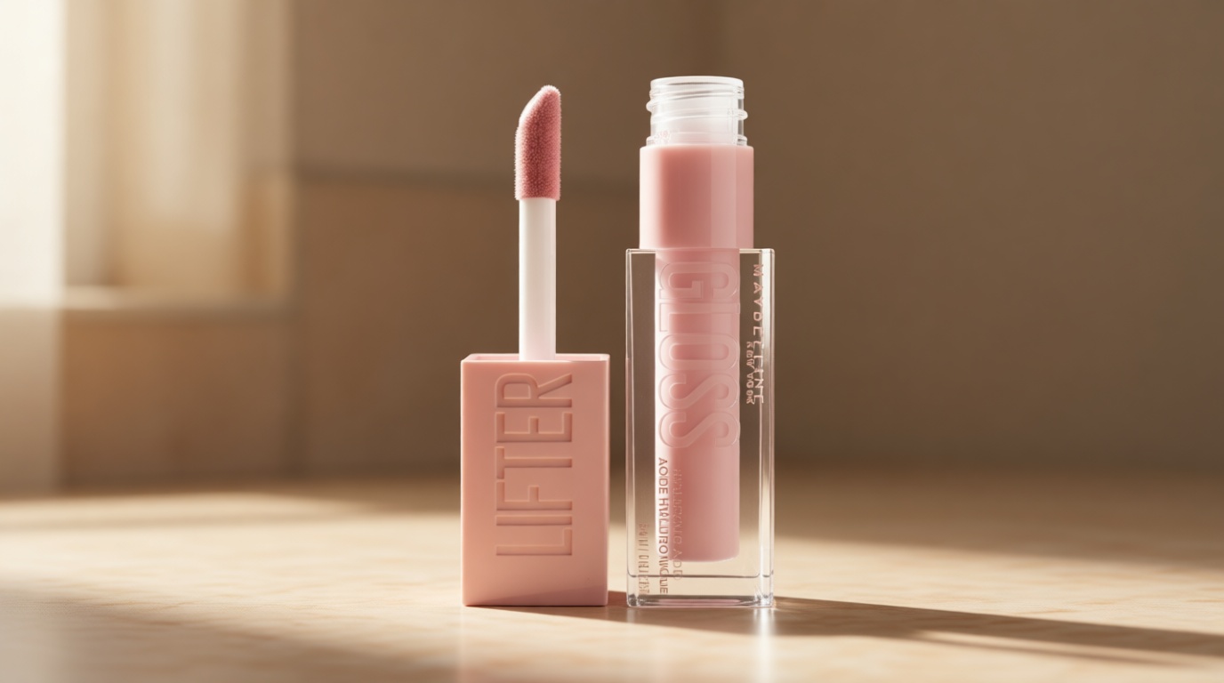 Maybelline Lifter Gloss, Hydrating Lip Gloss with Hyaluronic Acid, Ice, Pink Neutral, 0.18 Ounce