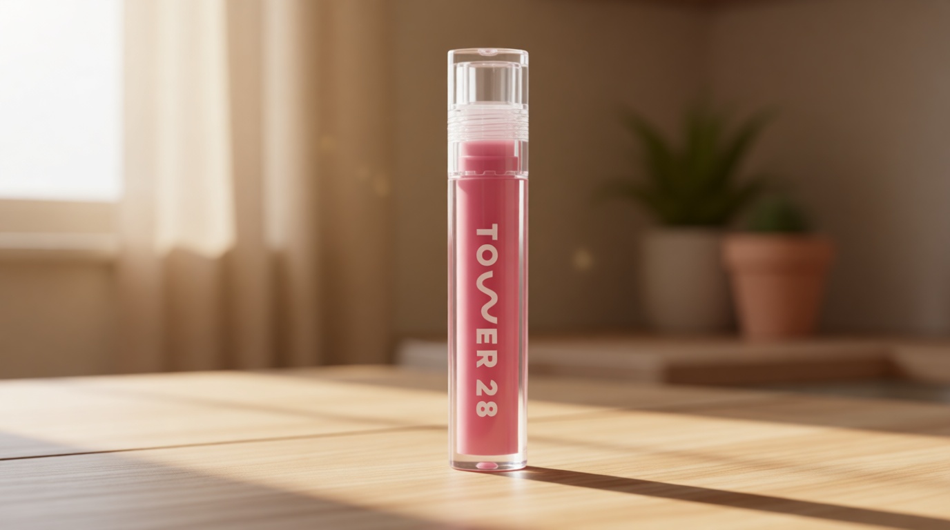 Tower 28 ShineOn Lip Gloss Jelly - Hydrating Tinted Lip Balm + Milky Gloss for Sensitive Lips - Non-Sticky + High-Shine Jelly Formula with Nourishing Oil Blend - Pistachio - Nude Pink (0.13)