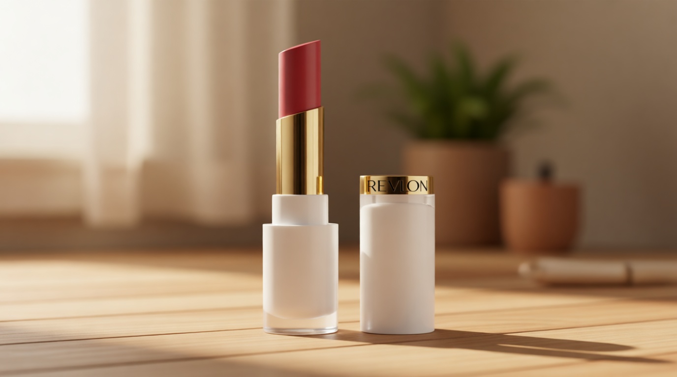 REVLON Super Lustrous Glass Shine Balm, Hydrating Tinted Lip Balm with Hyaluronic Acid, Aloe & Rose Quartz, 004 Nude Illuminator, 0.11 oz