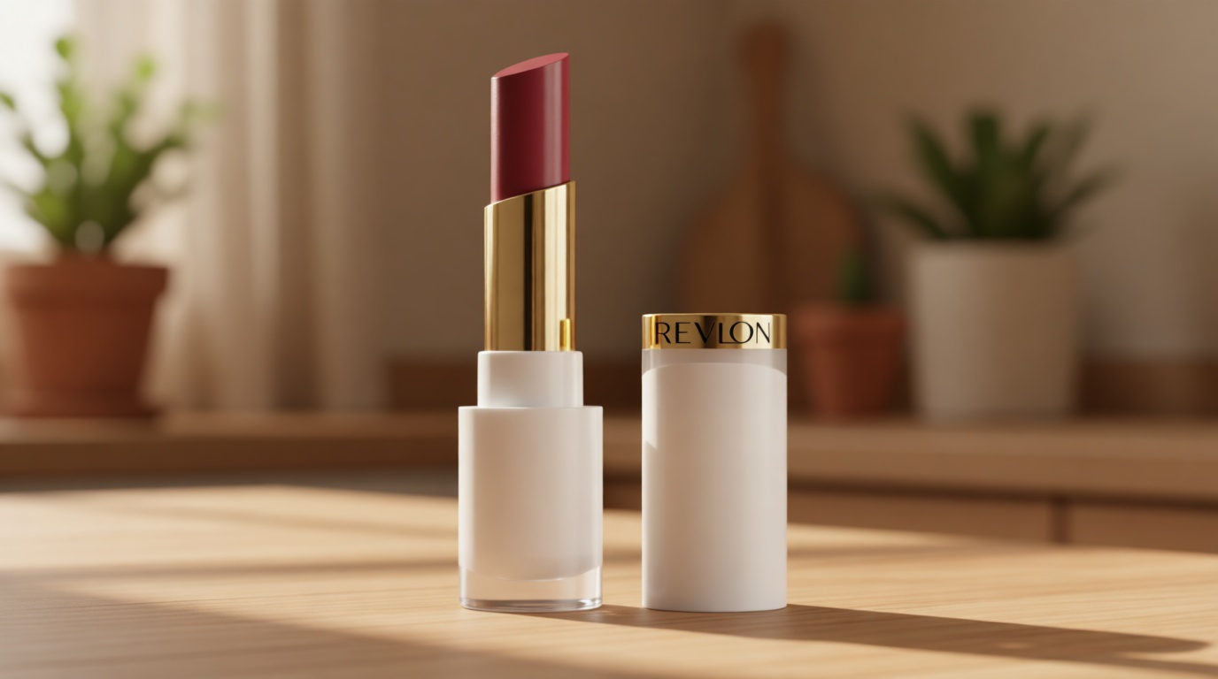 REVLON Super Lustrous Glass Shine Balm, Hydrating Tinted Lip Balm with Hyaluronic Acid, Aloe & Rose Quartz, 008 Rum Raisin, 0.11 oz