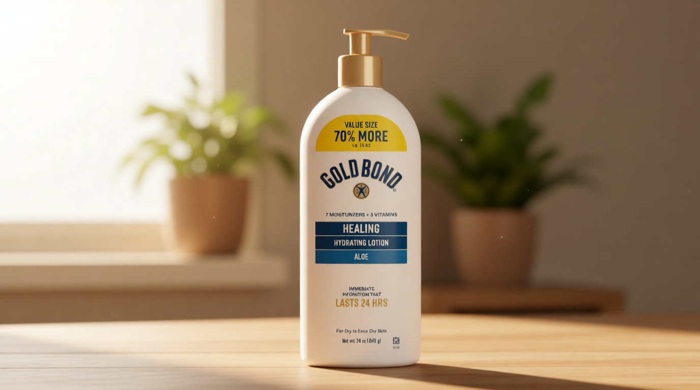 Gold Bond Healing Hydrating Body Lotion with Aloe, Moisturizer for Dry to Extra Dry Skin, 24-HR Hydration to Soothe & Comfort, Non-Greasy, Dermatologist-Tested, Light Scent, 24 Oz Family Size Pump