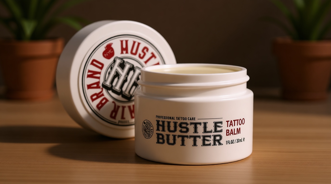 Hustle Butter Deluxe – Tattoo Butter for Before, During, and After the Tattoo Process – Lubricates and Moisturizes – 100% Vegan Replacement for Petroleum-Based Products – 1 oz
