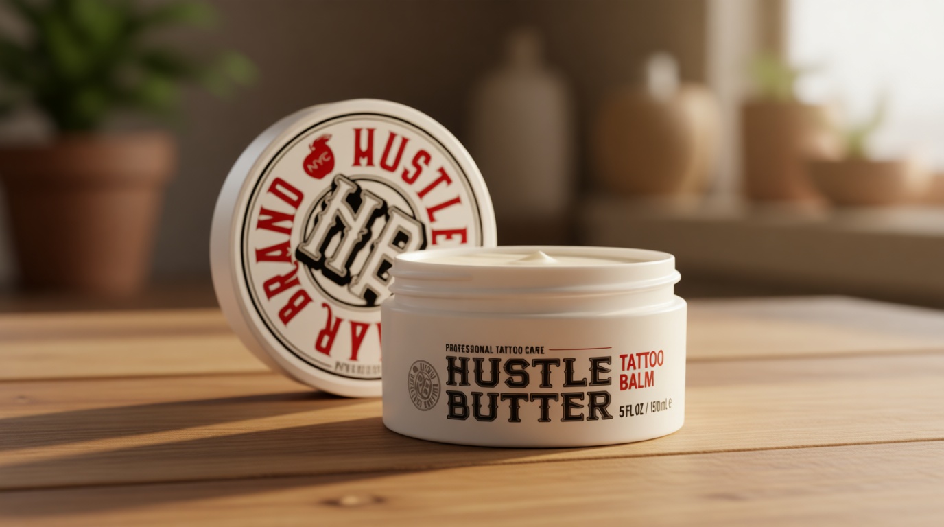 Hustle Butter Tattoo Aftercare 5oz Tattoo Balm, Heals + Protects New Tattoos and Rejuvenates Older Tattoos - 100% Vegan Cream No-Petroleum
