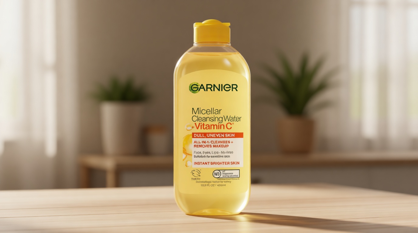 Garnier Micellar Water with Vitamin C, Facial Cleanser & Makeup Remover, Brightening & Hydrating, For All Skin Types, Vegan, Cruelty Free, 13.5 Fl Oz (400mL), 1 Count