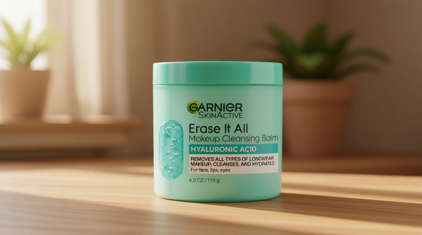 Garnier Erase It All Makeup Cleansing Balm with Hyaluronic Acid, Replumping Facial Cleanser and Makeup Remover, 4.2 Oz