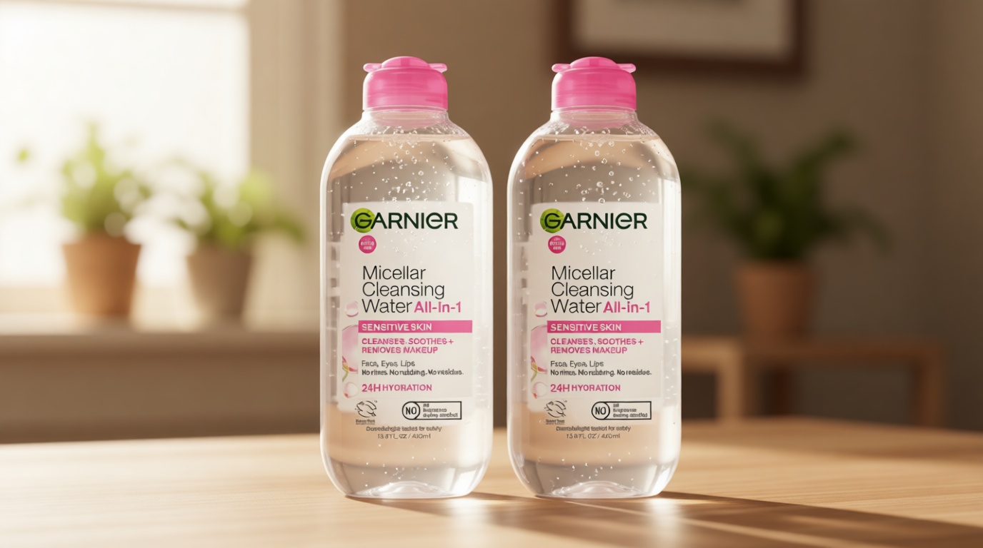 Garnier Micellar Water, Hydrating Facial Cleanser & Makeup Remover, Suitable for Sensitive Skin, Vegan, Cruelty Free, 13.5 Fl Oz (400mL), 2 Count