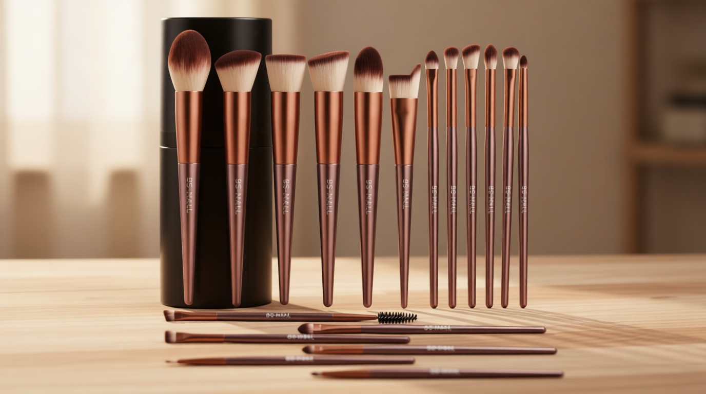 BS-MALL Makeup Brush Set 18 Pcs Premium Synthetic Foundation Powder Concealers Eye shadows Blush Makeup Brushes with black case (B-Brown)