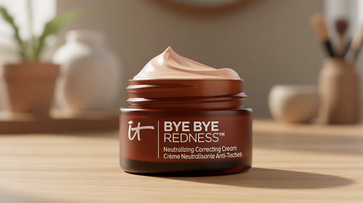 IT Cosmetics Bye Bye Redness Full Coverage Color Correcting Cream - Redness Neutralizing Tinted Face Moisturizer, 12HR Hydration, Hyaluronic Acid, Aloe, Colloidal Oatmeal, Rosacea Skin - 0.37 fl oz