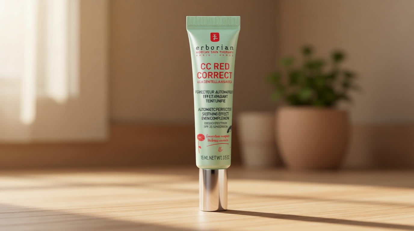 Erborian CC Red Color Correcting SPF 25 Green Pigment Cream, Neutralizes Redness, Calms Skin, Lightweight, Tone‑Perfecting Primer, Korean Skincare