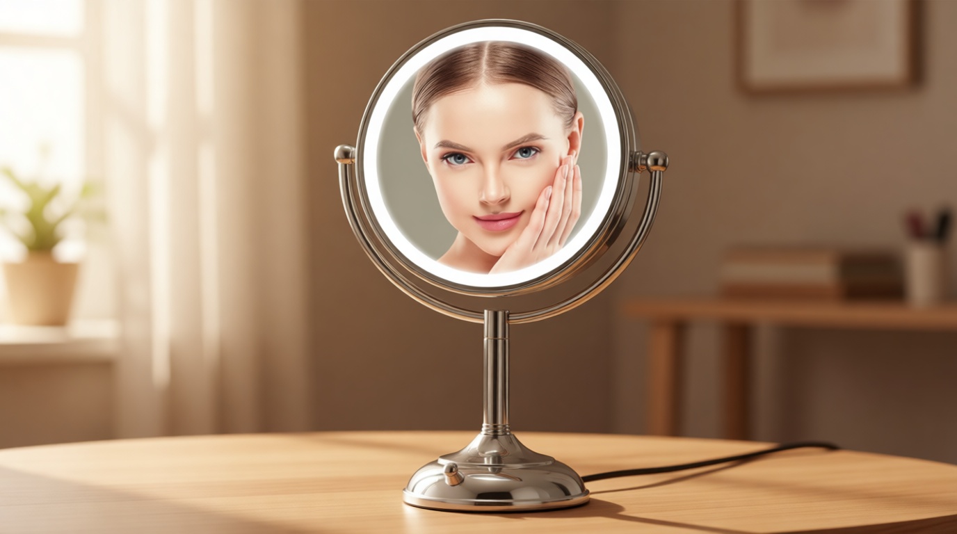 Professional 8.5" Large Lighted Makeup Mirror with Brighter Lights, 1X/10X True HD Magnifying Mirror with 3 Color Dimmable Lights, 90 Shadowless LEDs, 360°Swivel Seamless Vanity Mirror, Pearl Nickel