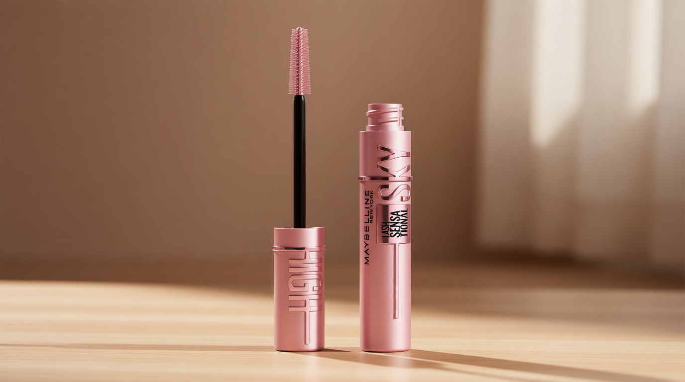 Maybelline Lash Sensational Sky High Washable Mascara Makeup, Volumizing, Lengthening, Defining, Curling, Multiplying, Buildable Formula, Blackest Black, 1 Count