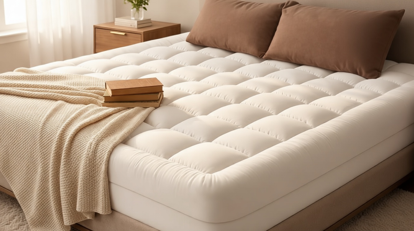 Cloud-Like Queen Mattress Topper - 100% Cotton Top Mattress Pad for Back Pain Relief - Breathable & Naturally Cooling for Hot Sleepers, White