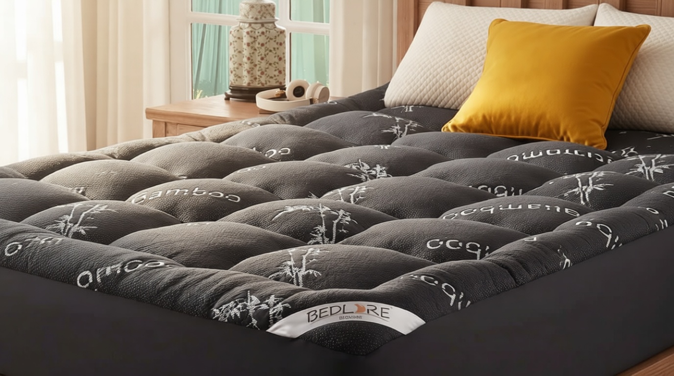 BEDLORE Queen Mattress Topper Viscose Derived from Bamboo, Thick Pillow Top Mattress Pad with Stretchable Pockets for 6-18 inches Mattress, Soft Mattress Topper for Back Pain Relief(Dark Gray) OEKO-TEX STANDARD 100