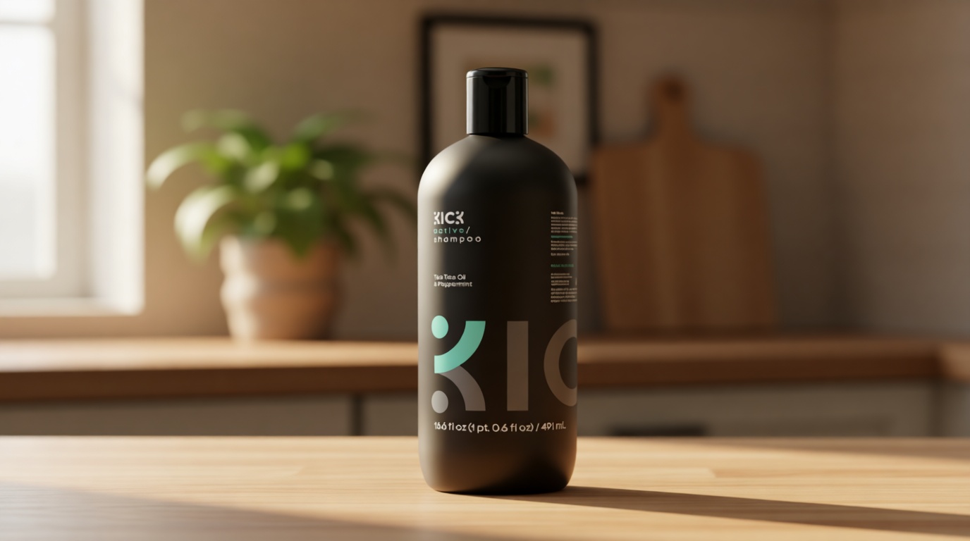 Kick Mens Shampoo - Peppermint & Tea Tree for Oil Control - Sulfate-Free, Refreshing Formula - Anti-Dandruff and Scalp Soothing - Shampoo for Oily Hair - Cruelty-Free - 16.6oz