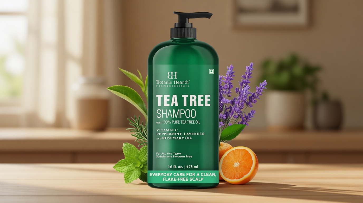 Botanic Hearth Tea Tree Shampoo, Vitamin C, Peppermint, Lavender and Rosemary Oil, Fights Dandruff and Dry Scalp, 16 fl oz