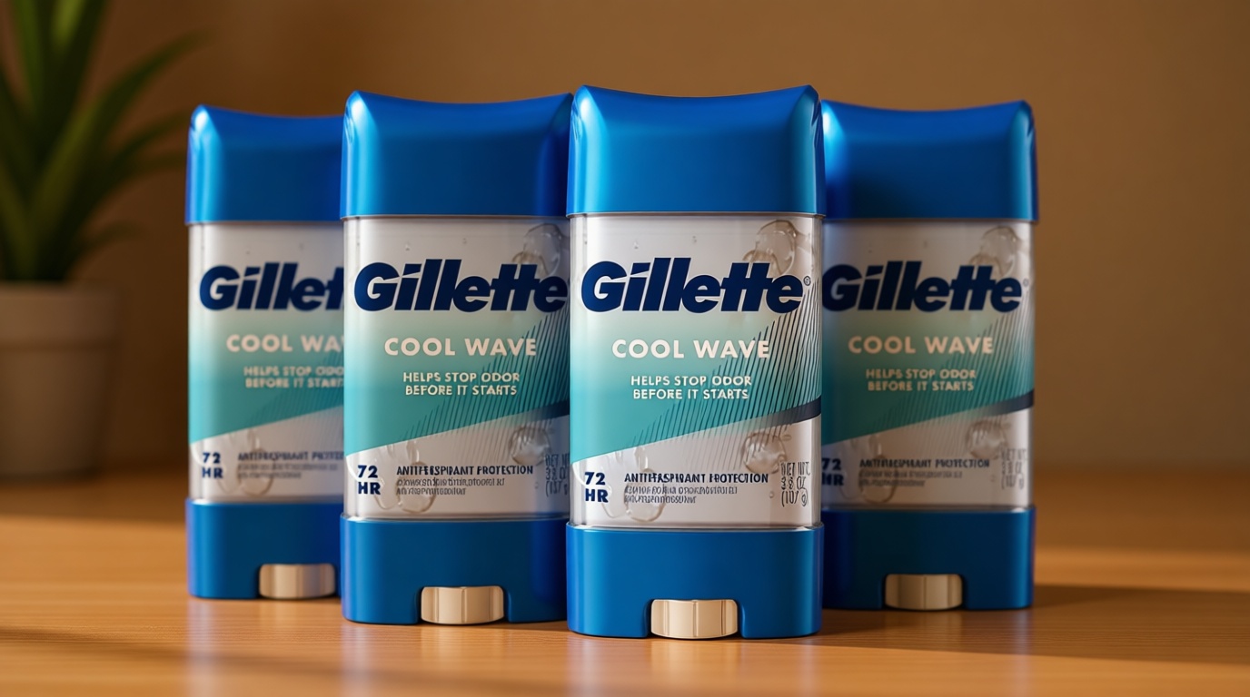 Gillette Antiperspirant and Deodorant for Men, 72hr Clinical Strength Sweat & Odor Protection, Long Lasting Freshness, Anti-White Mark Technology, Clear Gel, Cool Wave Scent, 3.8 oz (Pack of 4)