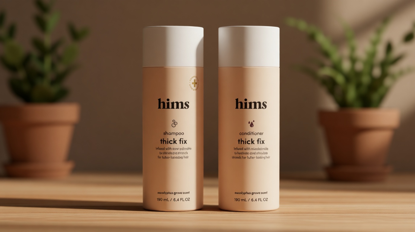 hims Thick Fix Shampoo & Conditioner Set - Saw Palmetto for Healthy Hair Growth & Thickening - Scalp Cleansing - Vegan, Sulfate-Free & Cruelty-Free - Eucalyptus Scent, 6.4 fl oz