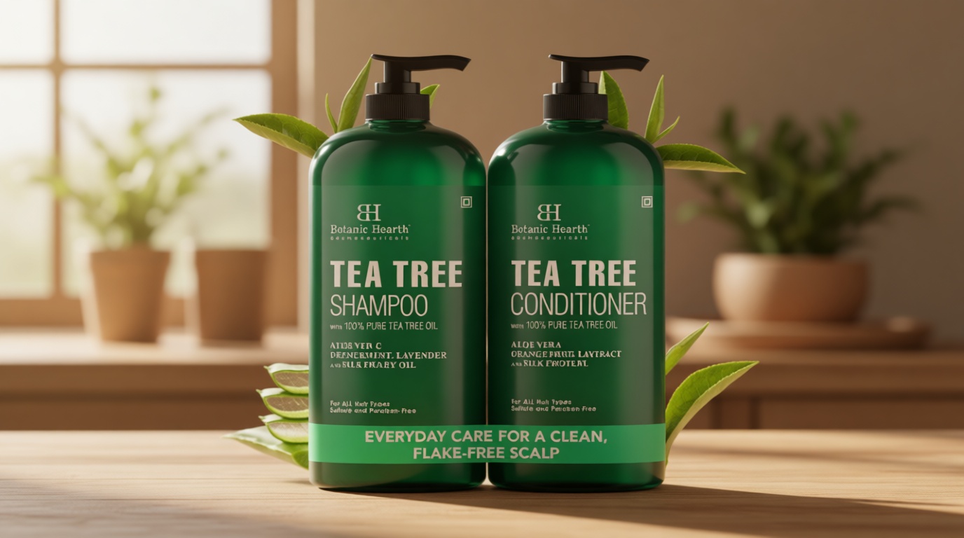 Botanic Hearth Tea Tree Shampoo And Conditioner Set | With 100% Pure Tea Tree Oil, For Itchy And Dry Scalp, Sulfate/Paraben Free | For Men And Women | 16 Fl Oz Each