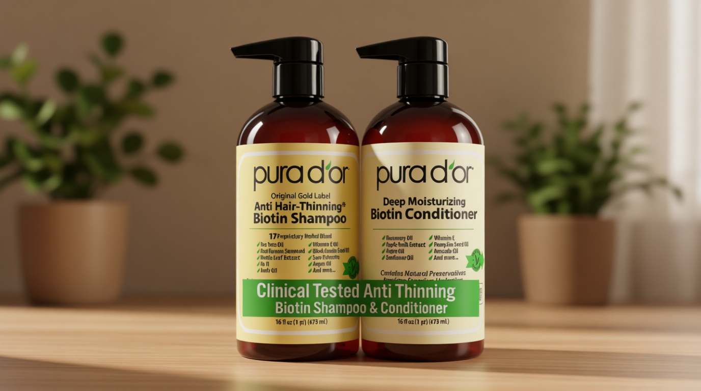 PURA D'OR Anti-Thinning Biotin Shampoo & Conditioner Original Gold Label Set