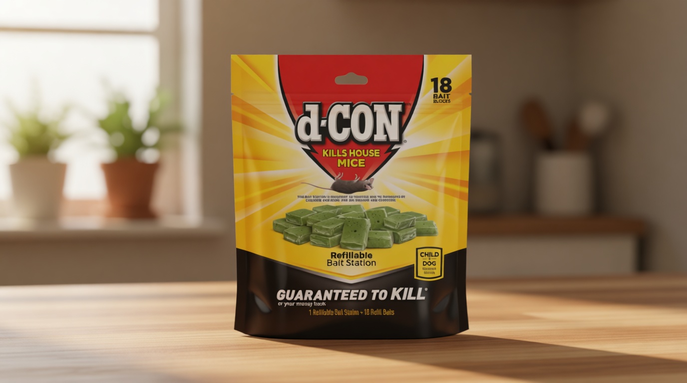 d-CON Refillable Corner Fit Mouse Bait Station, 1 Trap + 18 Bait Refills