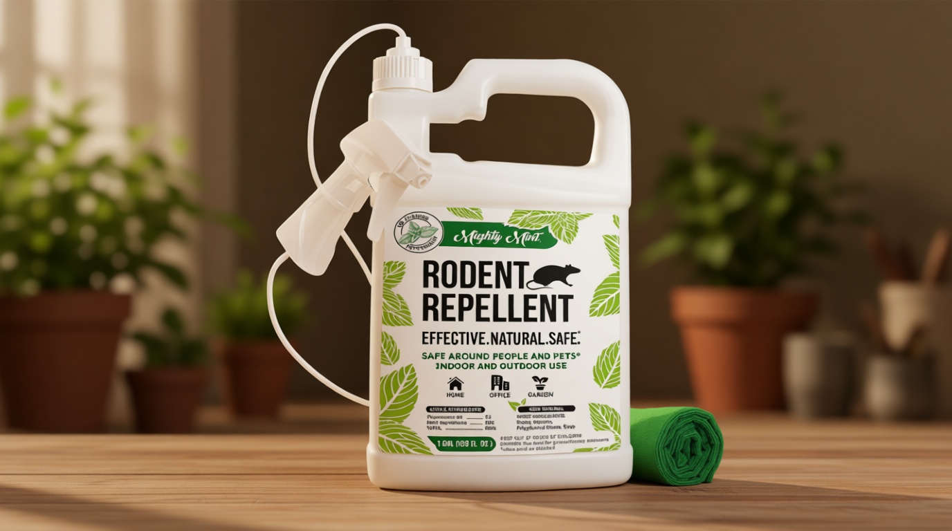 Mighty Mint Peppermint Oil Rodent Repellent Spray with Microfiber Cloth – Natural Indoor & Outdoor Control for Mice and Rats – Plant-Based, Extra-Strong Formula - 1 Gallon (128 oz)