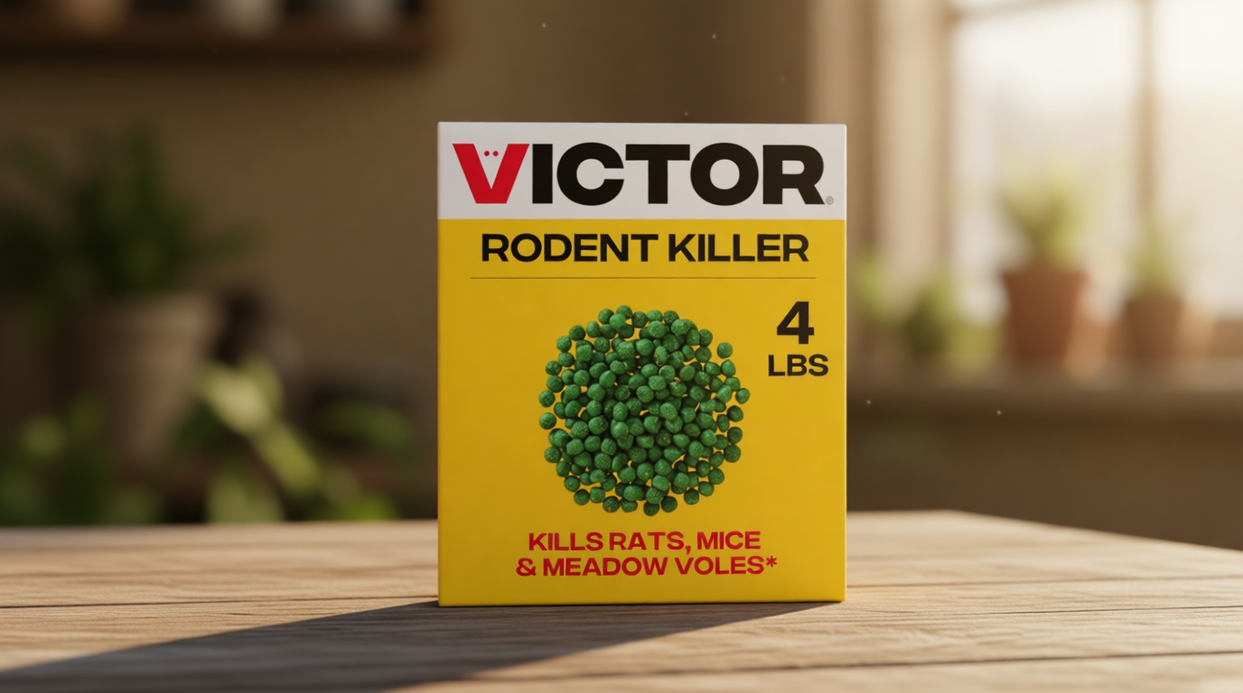 Victor Rat Poisoning for Inside & Outdoor Use - Kills Rats, Mice, Meadow Voles, Mouse Poisoning for Indoor & Outside Areas, Ready-to-Use, Yellow, M925, 4 lbs