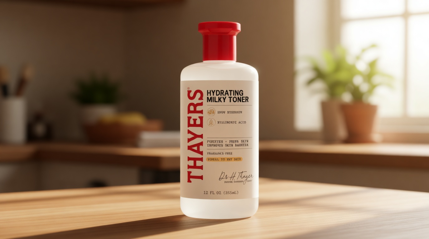 THAYERS Milky Face Toner Skin Care with Snow Mushroom Tremella and Hyaluronic Acid, Natural Gentle Facial Toner, for Dry and Sensitive Skin, 355mL