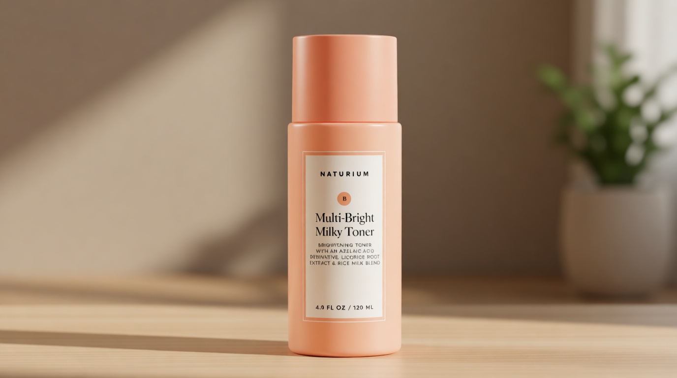 Naturium Multi-Bright Milky Toner, Exfoliating Skincare for Face with Azelaic Acid, 120 mL / 4 fl oz