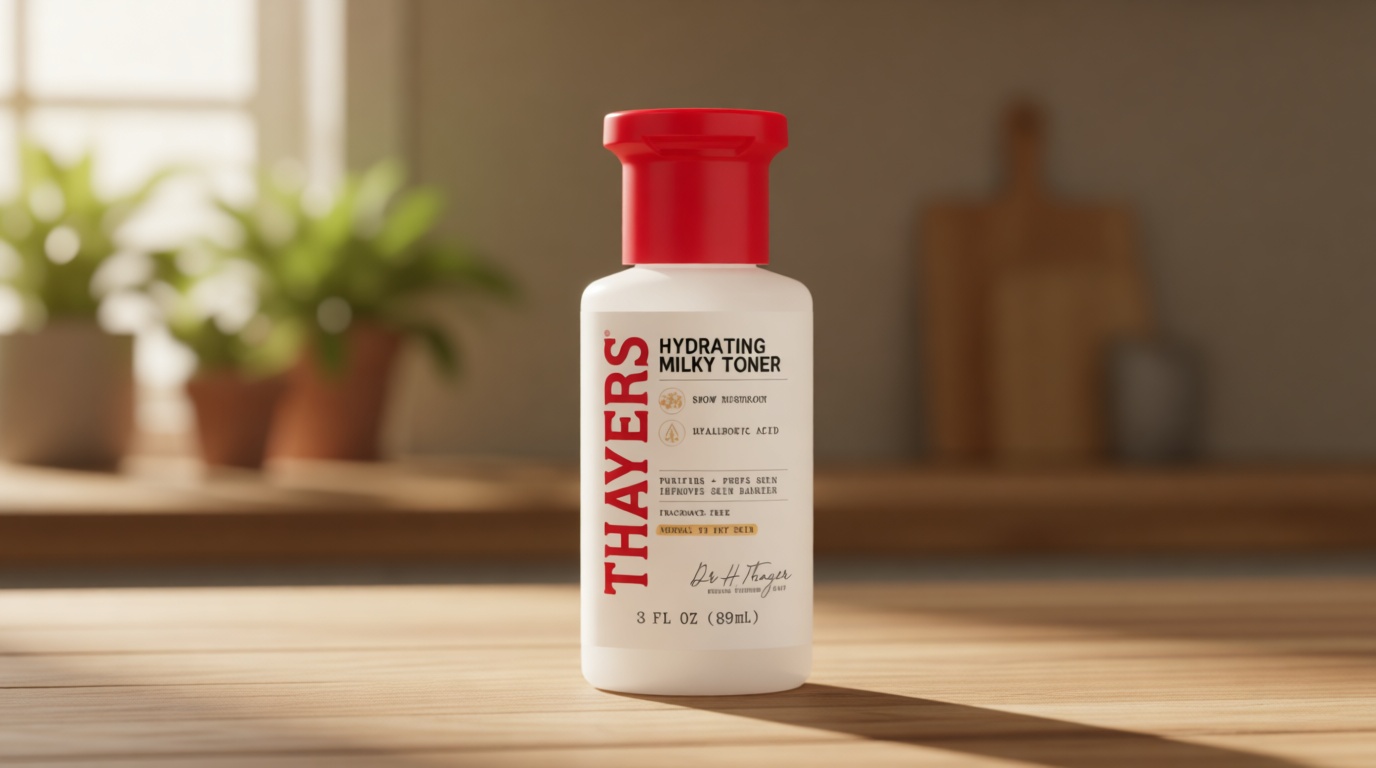 THAYERS Milky Hydrating Face Toner with Snow Mushroom Tremella, Hyaluronic Acid and Elderflower, Dermatologist Recommended Gentle Alcohol Free Skincare for Dry & Sensitive Skin, Paraben Free, 3 Fl Oz