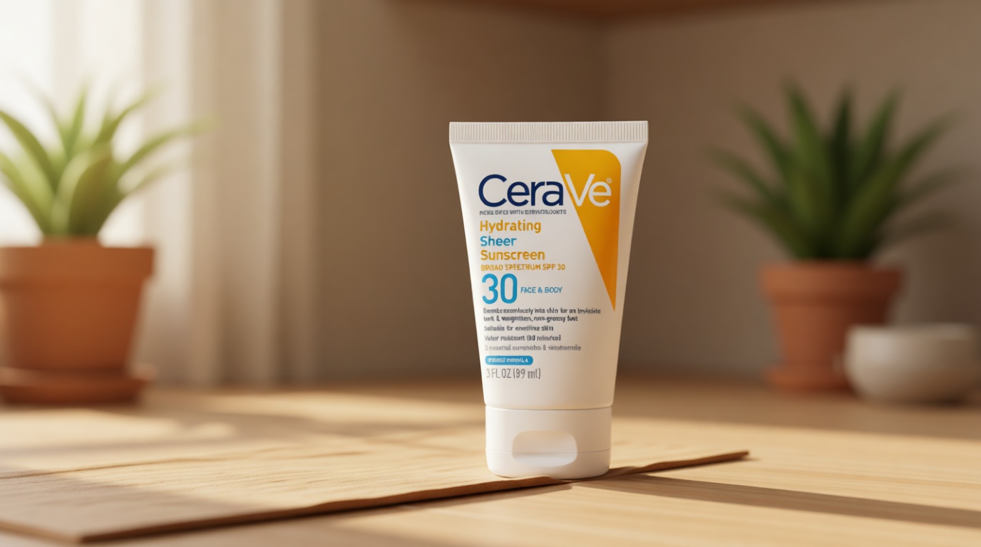 CeraVe Hydrating Sheer Sunscreen with SPF 30 for Face and Body, Mineral & Chemical Sunscreen for Men & Women with Zinc Oxide, Hyaluronic Acid and Ceramides, Paraben-Free + Fragrance-Free, 3 Ounces