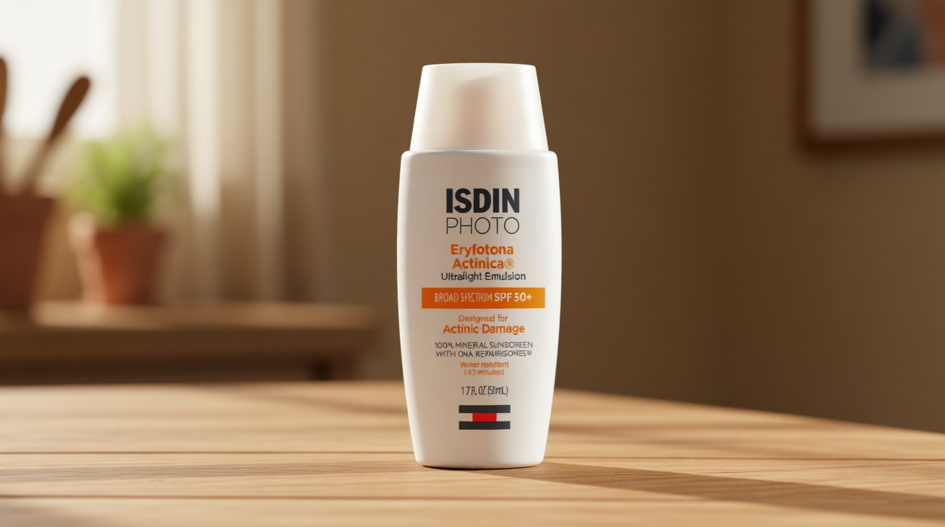 ISDIN Eryfotona Actinica SPF 50+ | Mineral Sunscreen for Face with Zinc Oxide | 100% Mineral UV Filters | No White Cast, Suitable for Sensitive Skin, Dermatologist Recommended