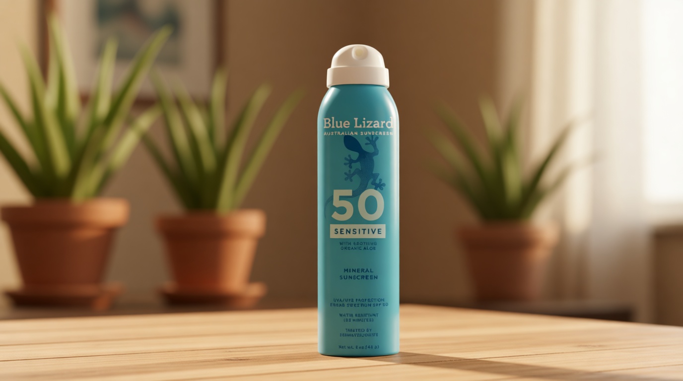 Blue Lizard Sensitive Mineral SPF 50 Spray, Dermatologist-Recommended Brand, Broad-Spectrum UVA/UVB Protection, Water-Resistant, Zinc Oxide Formula, 5 oz