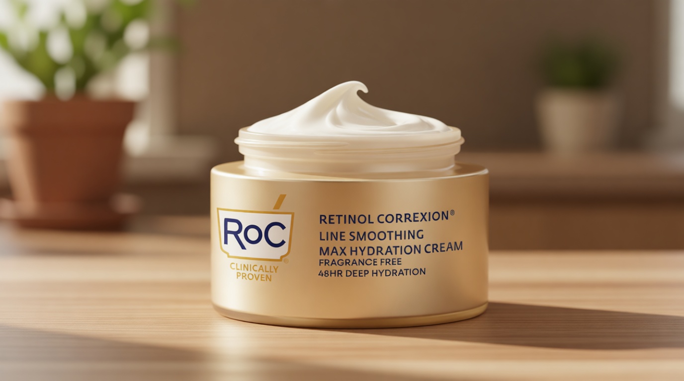 RoC Retinol Correxion Max Hydration Anti-Aging Daily Face Moisturizer with Hyaluronic Acid, Fragrance-Free, Oil Free Skin Care, 1.7 Ounces (Packaging May Vary)