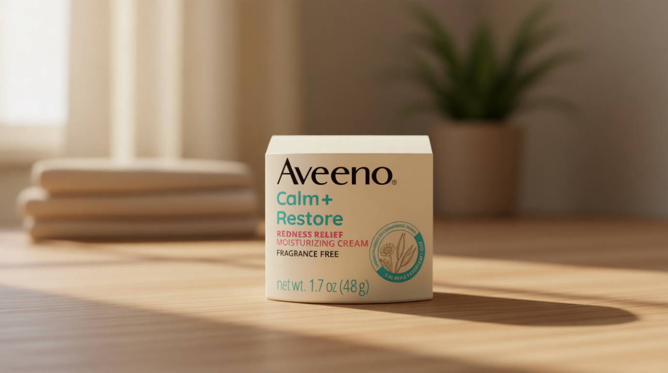 Aveeno Calm + Restore Facial Moisturizer Face Cream for Redness Relief, Non-Comedogenic, Ceramide & Vitamin B5, Hydrating for Dry, Sensitive Skin, Hypoallergenic, Fragrance-Free, 1.7 oz