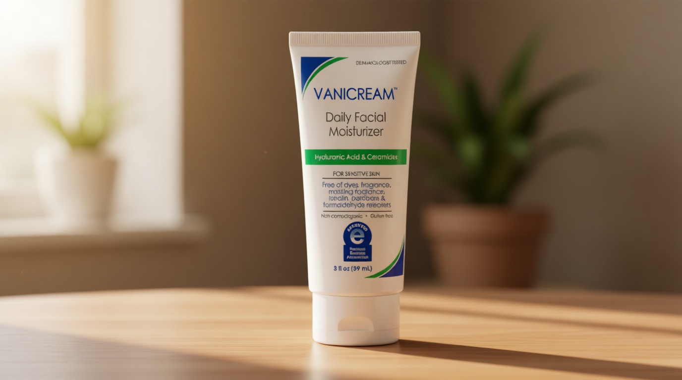 Vanicream Daily Facial Moisturizer With Ceramides and Hyaluronic Acid - Formulated Without Common Irritants for Those with Sensitive Skin, 3 fl oz (Pack of 1)