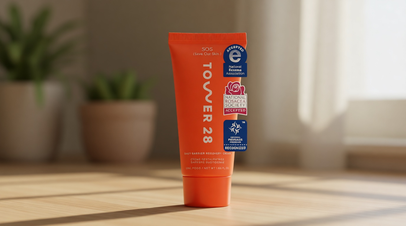 Tower 28 SOS Recovery Face Cream - Hydrating Face Moisturizer with Hyaluronic Acid + Ceramides - Skin Barrier Repair Moisturizer Reduces Redness + Improves Texture - Sensitive Skin Care (1.86 oz)