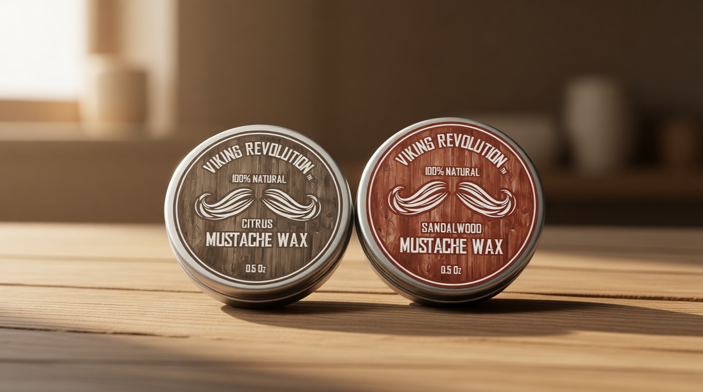 Viking Revolution Mustache Wax 2 Pack - Beard & Moustache Wax for Men - Strong Hold Helps Train Tame & Style (Citrus & Sandalwood, 2 pack)