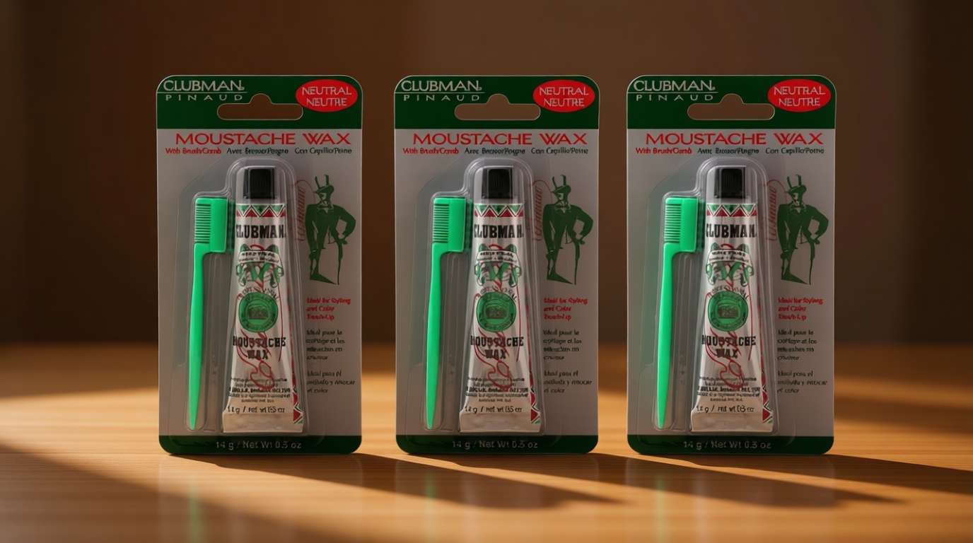 Clubman Moustache Wax Hang Pack, Neutral Color 0.5 oz x 3 packs