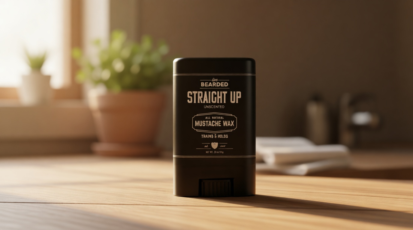 Live Bearded Mustache Wax Stick, 0.35 oz - Made in the USA with All-Natural Ingredients - Medium Hold Stache and Beard Styling for Men | Straight Up - Fragrance-Free