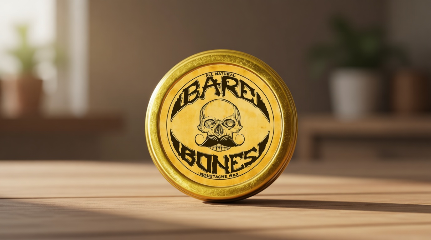 Mustache Wax Medium Hold Grooming For Men - 1oz Bare Bones Moustache & Beard Wax Tin - Perfect For Handlebar Mustaches By Death Grip - No Heat Source Required