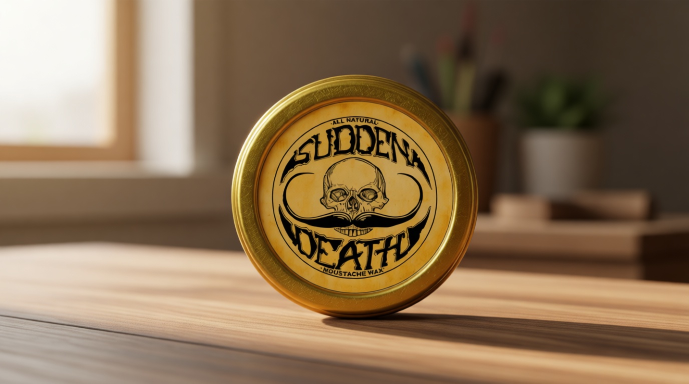 Mustache Wax Strong Hold Grooming For Men | Sudden Death Moustache & Beard Wax 1oz Tin | Perfect For Handlebar Mustaches By Death Grip | No Heat Source Required